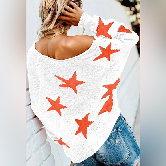 NWOT COCOLEGGINGS Scoop Neck Long Sleeve Star Pullover Sweater Tunic Tops - Picture 5 of 5